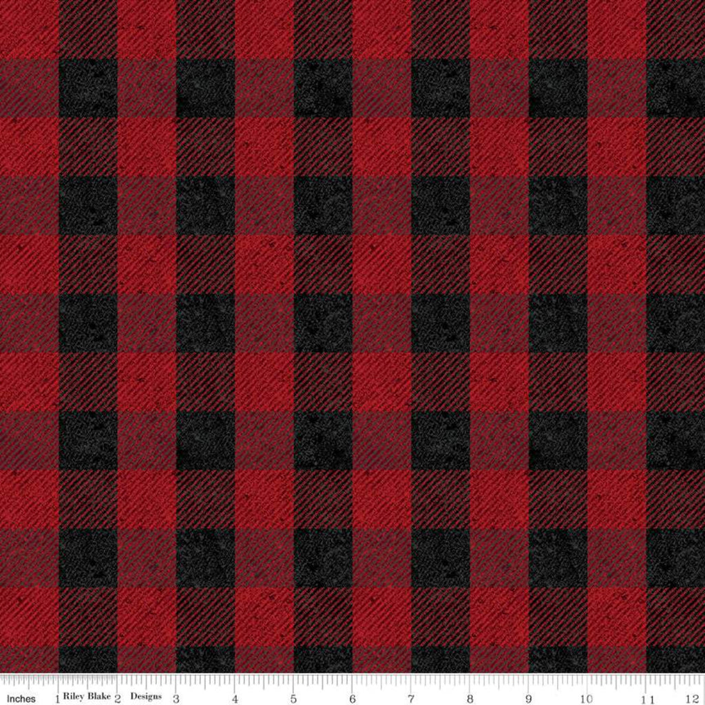 Fleece Buffalo Plaid Red Black Fleece Fabric Print by The Yard o17061-2b