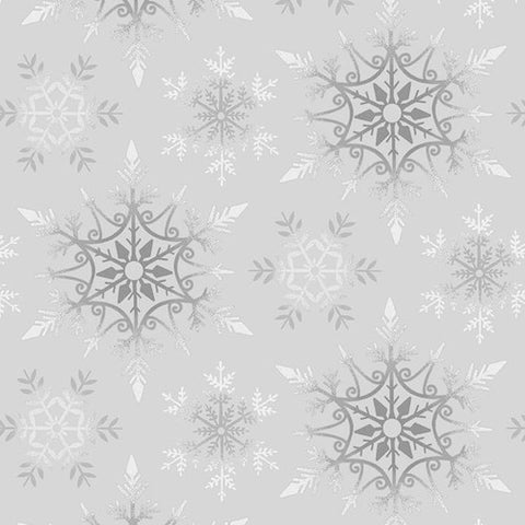 Crystal Frost - Grey Snowflakes - 108" Wide Back